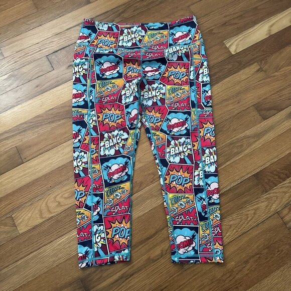 Constantly Varied Gear Knockout Comic Book Leggings Size Large Colorful Pocket - Picture 2 of 5